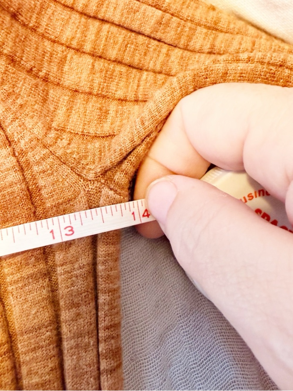 LOFT Ribbed Knit Midi Size M Rust Tan Brown Long Sleeve Collared Sweater Dress - Picture 12 of 14